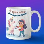 Кружка единорог в снегу