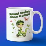 Кружка древесная змея на скутере