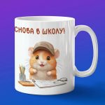 Кружка с принтом Хомяк в школе
