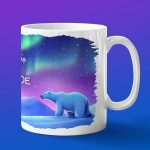 Кружка с медведем северное сияние