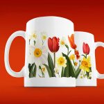 Кружка подарок с яркими тюльпанами