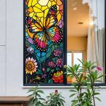 Антимоскитная Сетка на окно "бабочка витражный стиль"