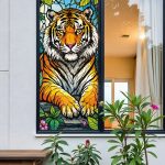 Сетка на окно в витражном стиле тигр