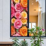 Сетка на окно с цветами розы