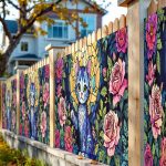 Сетка для забора с рисунком кот