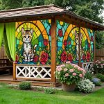 Сетка декоративная на забор с котятами