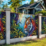 Фотосетка на забор тигр