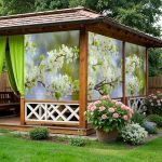 Фотосетка для забора цветущая яблоня