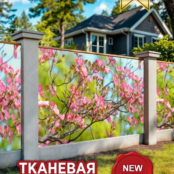 Забор декоративный фотосетка весенний